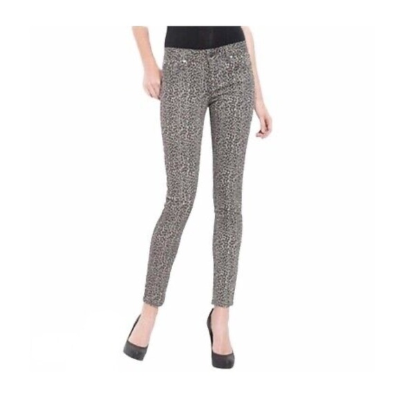Paige Peg Skinny Jean Steel Cheetah Animal Print Black Gray Low Rise Y2K - Picture 1 of 9
